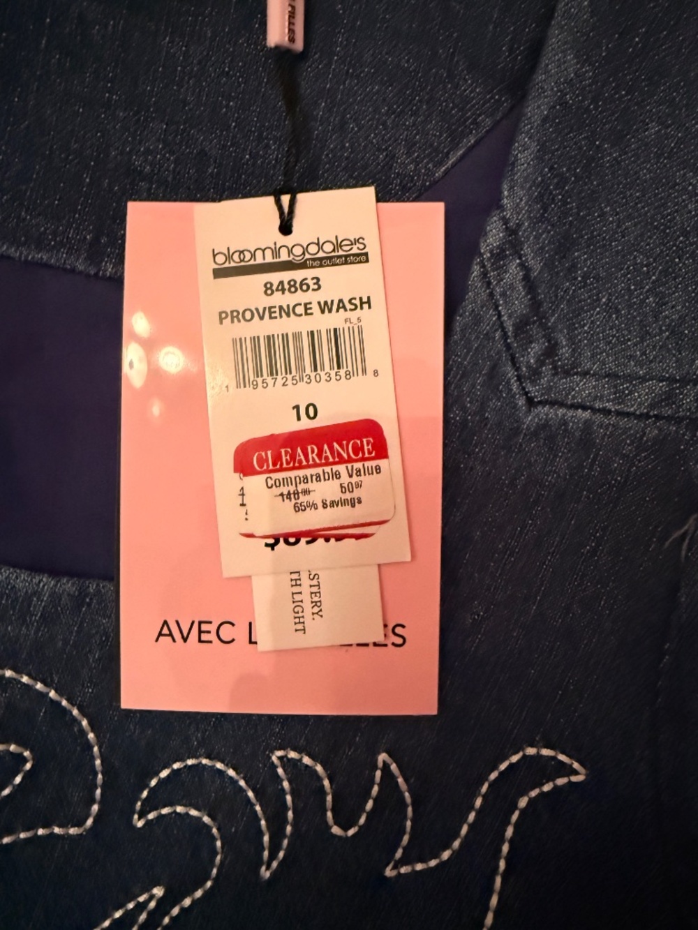Avec Les Filles Western Embroidered Long Sleeve Denim Minidress - Picture 5 of 7